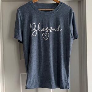 Blue 'Blessed' Graphic T-Shirt